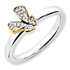 Sterling Silver Gold-plated Butterfly 1/20 ct Diamond Ring