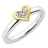 Sterling Silver Heart with 1/20 ct Diamond and Vermeil Ring