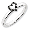 Sterling Silver Heart with 1/20 ct Black and White Diamond Ring