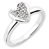 Sterling Silver 1/8 ct Heart with Diamonds Ring