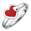Sterling Silver Stackable Expressions Red Enameled Heart Ring