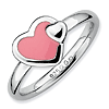 Sterling Silver Stackable Expressions Pink Enameled Heart Ring