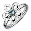 Sterling Silver Stackable Expressions Flower Ring with Blue Topaz