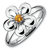 Sterling Silver Stackable Expressions Flower Ring with Citrine