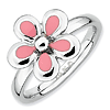 Sterling Silver Stackable Expressions Pink Enameled Flower Ring