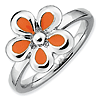 Sterling Silver Stackable Expressions Orange Enameled Flower Ring 