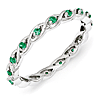Sterling Silver 1/5 ct Created Emerald Eternity Ring