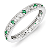 Sterling Silver 1/6 ct Created Emerald Eternity Ring