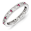 Sterling Silver 1/5 ct Created Ruby Eternity Ring