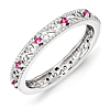 Sterling Silver 1/5 ct Created Pink Sapphire Eternity Ring