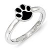 Sterling Silver Stackable Enamel Paw Print Ring