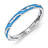Sterling Silver Stackable Wavy Blue Enamel Ring 