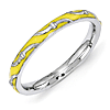 Sterling Silver Stackable Wavy Yellow Enamel Ring 
