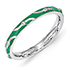 Sterling Silver Stackable Wavy Green Enamel Ring 