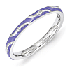 Sterling Silver Stackable Wavy Purple Enamel Ring 