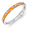 Sterling Silver Stackable Wavy Orange Enamel Ring 