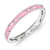 Sterling Silver Stackable Wavy Pink Enamel Ring 
