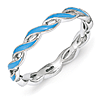 Sterling Silver Stackable Twist Blue Enamel Ring 