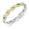 Sterling Silver Stackable Twist Yellow Enamel Ring