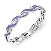 Sterling Silver Stackable Twist Purple Enamel Ring 