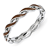 Sterling Silver Stackable Twist Brown Enamel Ring 
