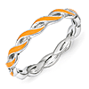 Sterling Silver Stackable Twist Orange Enamel Ring 