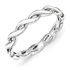 Sterling Silver Stackable Twist White Enamel Ring 