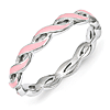 Sterling Silver Stackable Twist Pink Enamel Ring