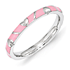 Sterling Silver Stackable Pink Heart Enamel Ring 