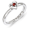 Sterling Silver Stackable Garnet Heart Ring
