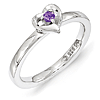 Sterling Silver Stackable Amethyst Heart Ring