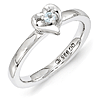 Sterling Silver Stackable Aquamarine Heart Ring