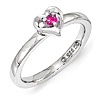 Sterling Silver Stackable Created Ruby Heart Ring