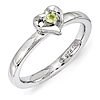 Sterling Silver Stackable Peridot Heart Ring
