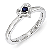Sterling Silver Created Blue Sapphire Heart Ring