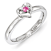 Sterling Silver Created Pink Sapphire Heart Ring