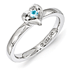 Sterling Silver Stackable Blue Topaz Heart Ring