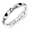 Sterling Silver Stackable Black Enamel Love Ring