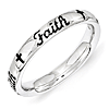 Sterling Silver Stackable Black Enamel Faith Ring