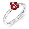 Sterling Silver Stackable Ladybug Ring with Diamonds