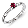 Sterling Silver Oval Created Ruby Single Stone Ring