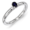 Sterling Silver Oval Created Sapphire Single Stone Ring