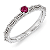 Sterling Silver Created Ruby Single Stone Ring