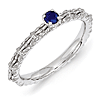 Sterling Silver Created Sapphire Single Stone Ring