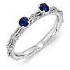 Sterling Silver 1/3 ct Created Sapphire Two Stone Ring