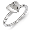 Sterling Silver Heart Ring with Diamond Accent