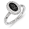 Ruthenium Sterling Silver Stackable Oval Ring