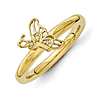 Sterling Silver Stackable Gold-plated Butterfly Diamond Ring