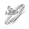 Sterling Silver Stackable Rhodium Butterfly Diamond Ring