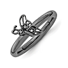 Sterling Silver Stackable Black-plated Butterfly Diamond Ring